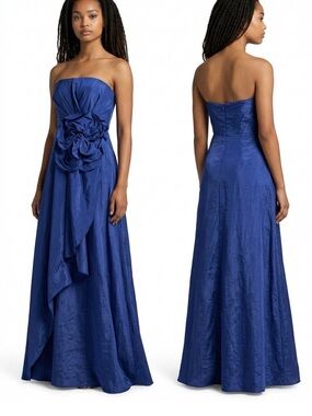 Muse by Marchesa Strapless purple Evening Gown with Floral Detail